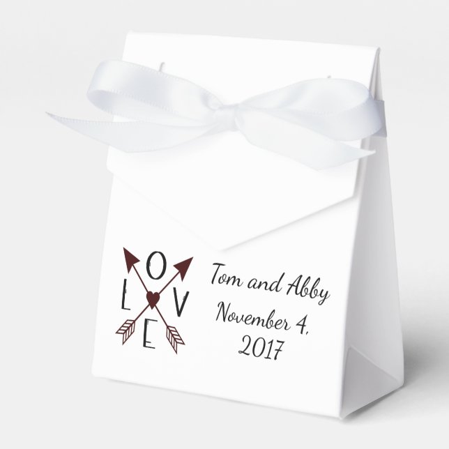 Personalized Love with Arrows Wedding Favour Boxes (Front Side)