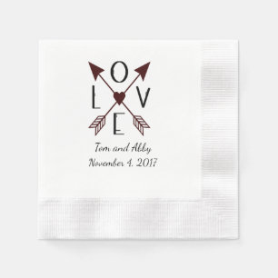 Personalized Love with Arrows Wedding Napkins