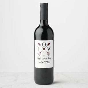 Personalized Love with Arrows Wine Bottle Label