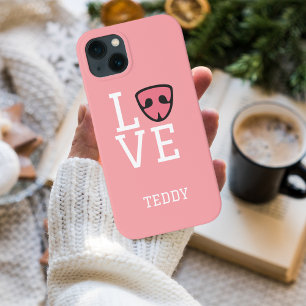 Personalized Love with cute Dog’s nose, pink iPhone 13 Case
