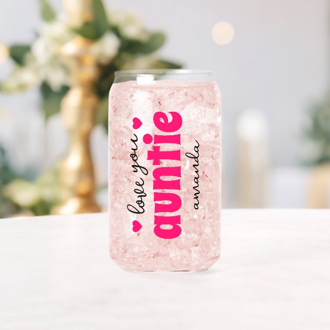 Personalized Love You Auntie Aunt Name Can Glass (Insitu (Wedding))