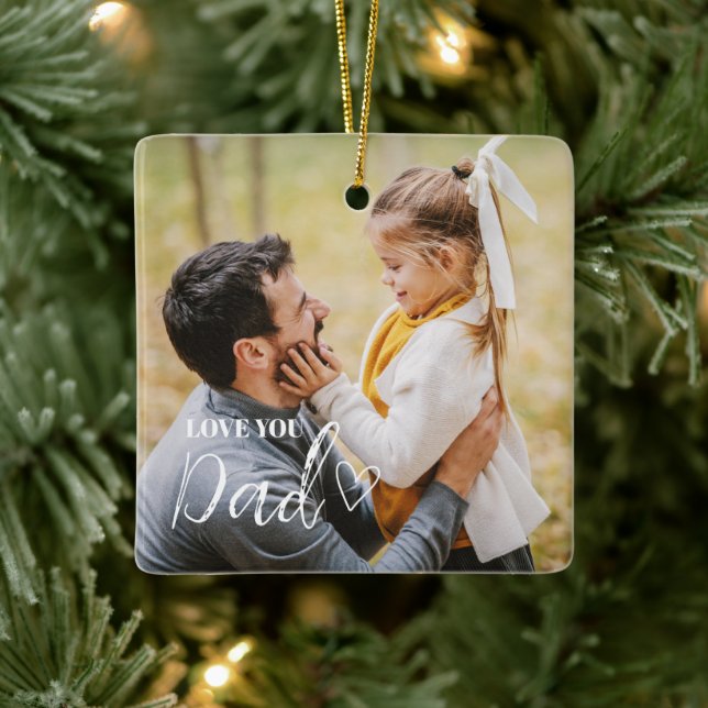 Personalized Love You Dad Photo Ceramic Ornament (Tree)