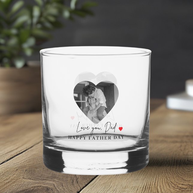 Personalized Love You Dad Photo | | Heart Gift Whiskey Glass (Creator Uploaded)