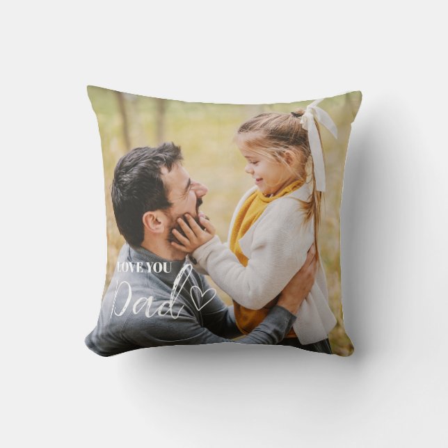 Personalized Love You Dad Photo Throw Pillow (Front)