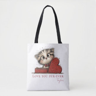Personalized Love You Fur-Ever Cat Tote Bag