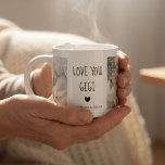 Personalized Love You Gigi Photo Espresso Cup<br><div class="desc">This custom "Love You Gigi" coffee mug is the perfect blend of sentiment and style. Featuring a modern three-photo collage template, you can easily upload your favorite family memories to create a one-of-a-kind keepsake. The center panel showcases a chic, hand-lettered "Love You Gigi" design with a sweet heart detail and...</div>