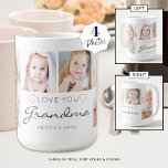 Personalized LOVE YOU GRANDMA 4 Photo Script Coffee Mug<br><div class="desc">Create a keepsake photo mug for a grandmother featuring 4 pictures and titled LOVE YOU GRANDMA (or your favourite nickname) in modern handwritten script accented with hearts with her grandchild's or grandchildren's names or your custom message in your choice of font styles and colours (shown with charcoal grey text and...</div>