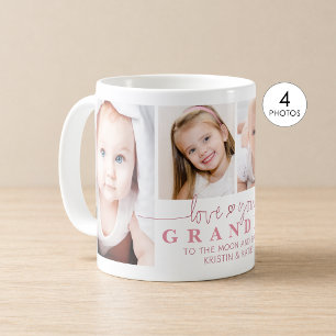 Personalized LOVE YOU GRANDMA 4 Photo Script Coffee Mug