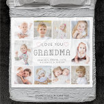 Personalized Love You Grandma Hearts 10 Photo Fleece Blanket<br><div class="desc">Have Grandma cozy up with photos of her grandkids with this warm photo collage blanket featuring 10 pictures and titled LOVE YOU GRANDMA with Grandma spelled out with gray hearts and blush pink hearts accent LOVE YOU. Personalize with her grandchildren's names or your custom message. Makes a meaningful keepsake for...</div>