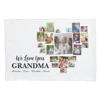 Personalized Love You Grandma Hearts 22 Photo Pillowcase