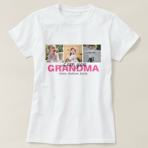 Personalized Love You Grandma Photo Collage T-Shirt