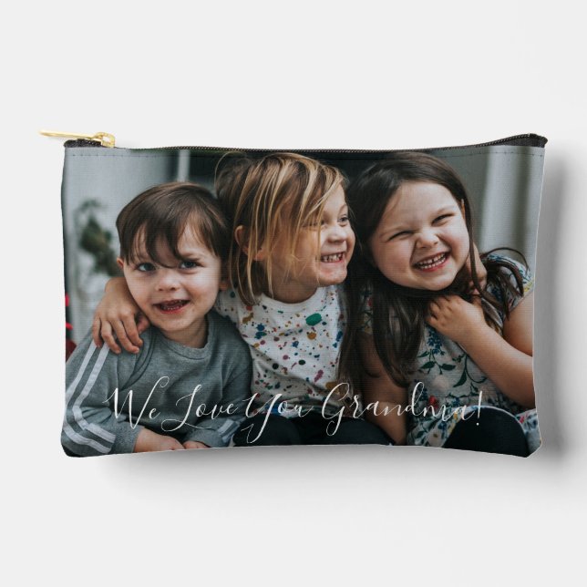 Personalized Love You Grandma Photo Handwritten  Accessory Pouch (Front)