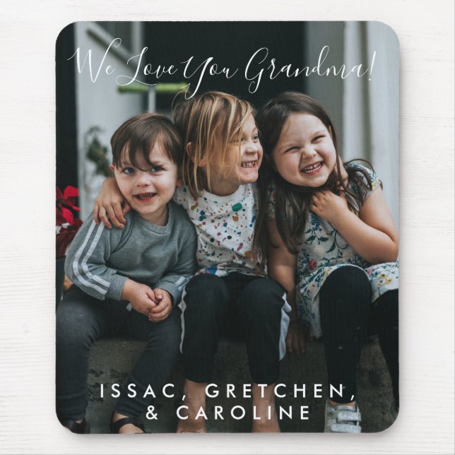 Personalized Love You Grandma Photo Handwritten   Mouse Pad (Front)