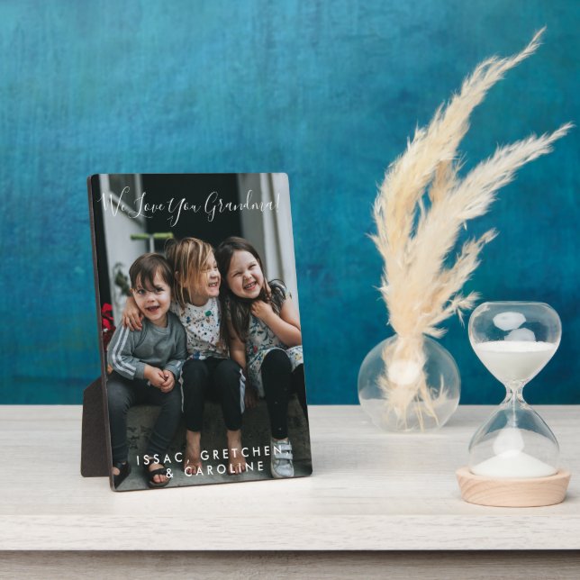 Personalized Love You Grandma Photo Handwritten  Plaque (Side)