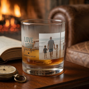 Personalized Love You Grandpa Photo Whiskey Glass