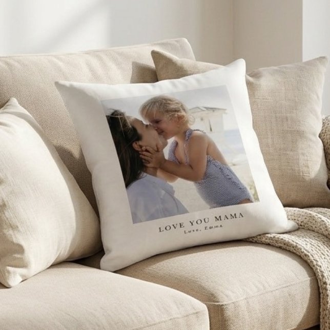 Personalized Love You Mama Photo  Throw Pillow (Creator Uploaded)