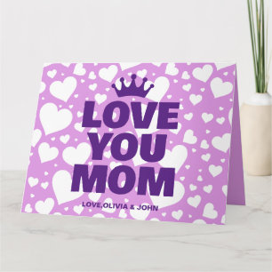 Personalized Love you Mom Photo Purple Card