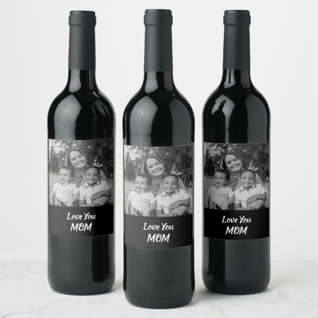 Personalized Love You Mom Wine Bottle Label (Bottles)