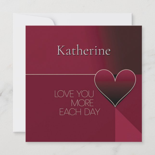 Personalized Love You More Each Day Heart Design Card (Front)