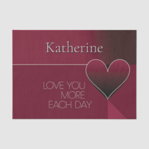 Personalized Love You More Each Day Heart Design Tissue Paper