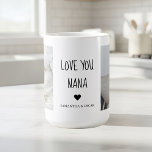 Personalized Love You Nana | Custom Photo Gift Coffee Mug<br><div class="desc">Make Nana smile every day with this personalized “Love You Nana” mug, designed to celebrate the special bond between a grandmother and her grandkids. This elegant mug features two custom photos, a heartfelt message, and personalized names, creating a meaningful keepsake she’ll cherish with every sip. The clean, modern design blends...</div>