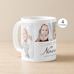 Personalized LOVE YOU NANA Handwritten 4 Photo Coffee Mug