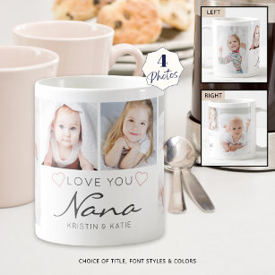 Personalized LOVE YOU NANA Handwritten 4 Photo Coffee Mug