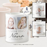 Personalized LOVE YOU NANA Handwritten 4 Photo Coffee Mug<br><div class="desc">Create a keepsake photo mug for a grandmother featuring 4 pictures and titled LOVE YOU NANA in modern handwritten script in grey accented with blush pink hearts with her grandchildren's names or your custom message. All text and colours are editable to change Grandma to Nana or favourite name or to...</div>