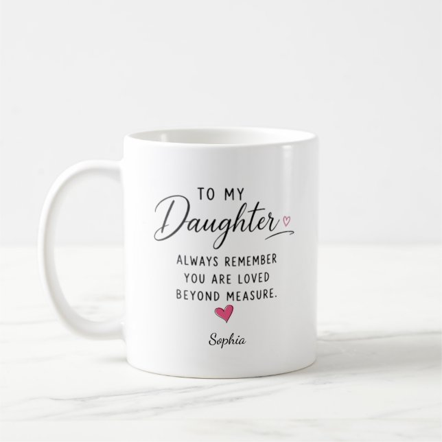 Personalized Loved Beyond Measure Daughter Coffee Mug (Left)