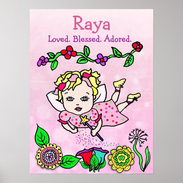 Personalized Loved, Blessed and Adored Fairy Poster (Front)