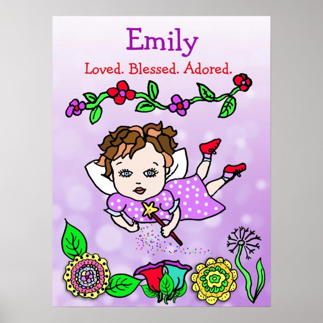 Personalized Loved, Blessed and Adored Fairy Poster (Front)