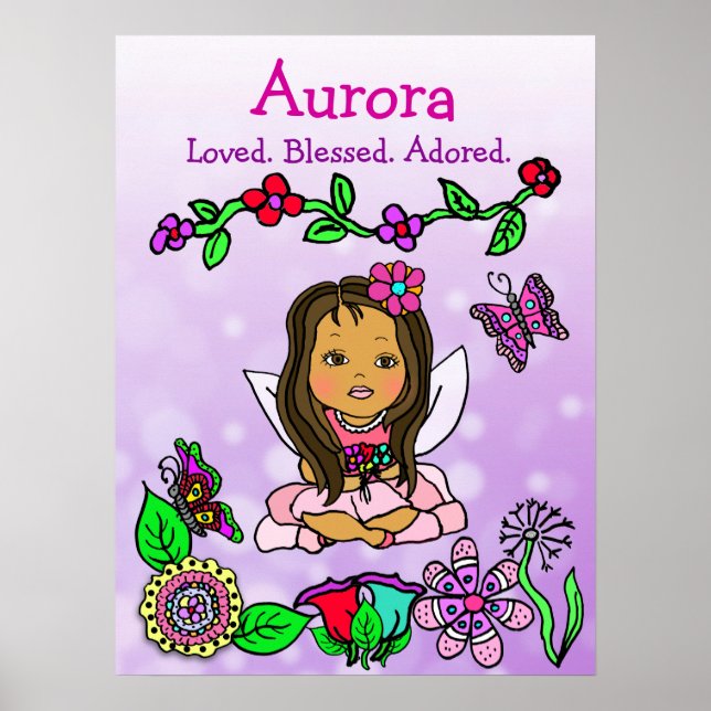 Personalized Loved, Blessed and Adored Fairy Poster (Front)