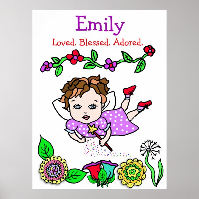 Personalized Loved, Blessed and Adored Fairy Poster (Front)
