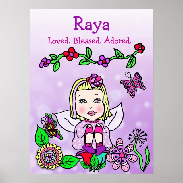 Personalized Loved, Blessed and Adored Fairy Poster (Front)