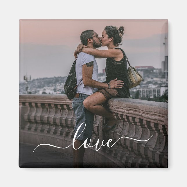 Personalized Lovers Photo And Simple Love Quote Magnet (Front)