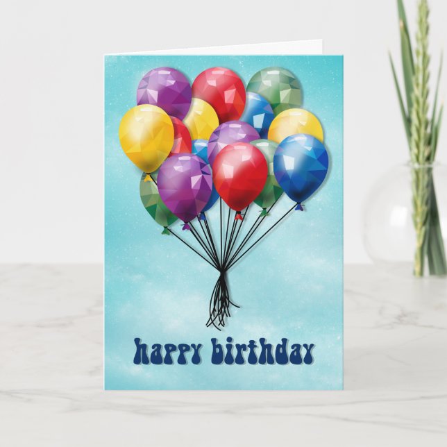 Personalized Low-Poly Balloons Birthday Card (Front)