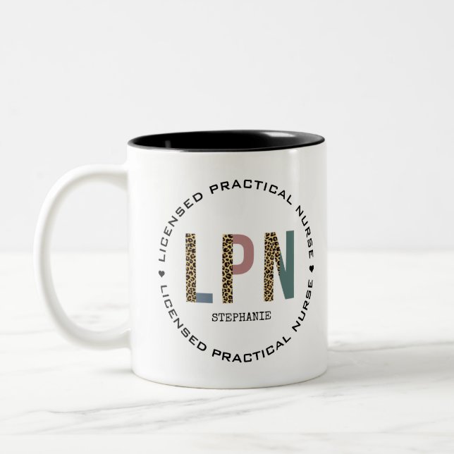 Personalized LPN Licensed Practical Nurse Two-Tone Coffee Mug (Left)