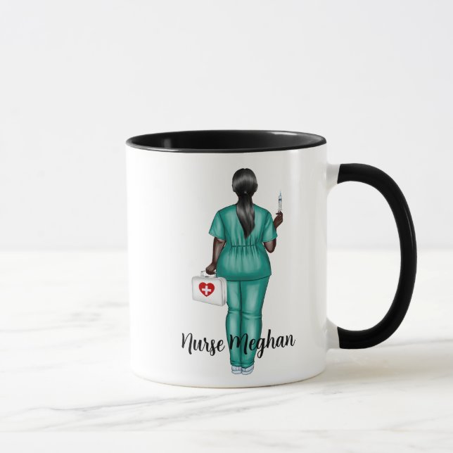 Personalized LPN Nurse (African-American Nurse)  Mug (Right)