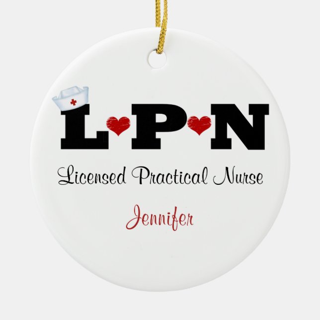 Personalized LPN Nurse Ornament (Front)