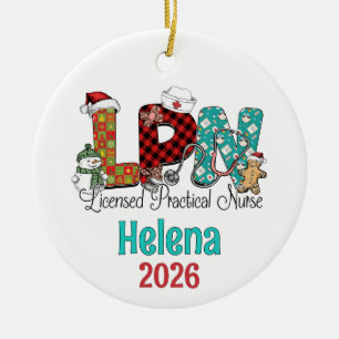 Personalized LPN Ornament, LPN Name Ornament, Ceramic Ornament