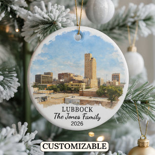 Personalized Lubbock Ornament, Custom Texas Ceramic Ornament