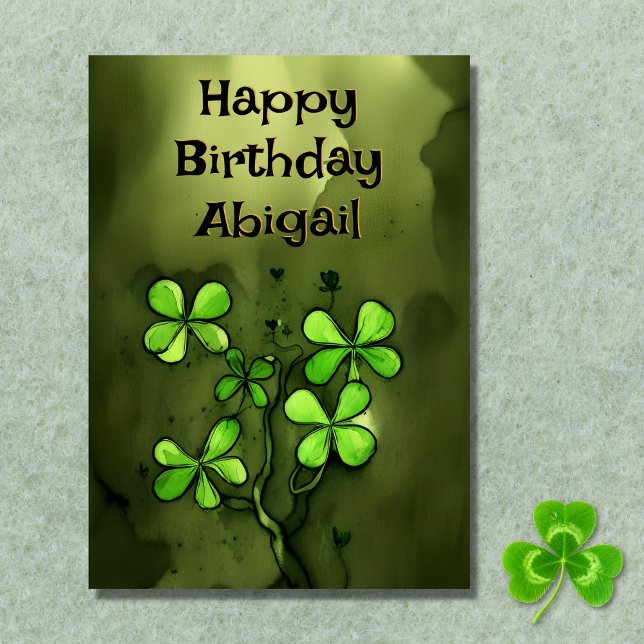 Personalized Luck of the Irish Clovers Birthday Card (Creator Uploaded)
