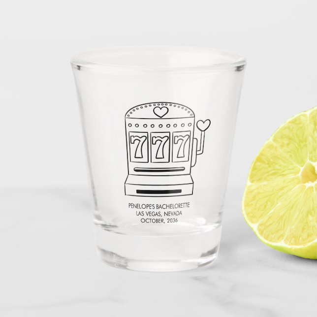 Personalized Lucky 7 Bachelorette Favour Shot Glas Glass (Front)