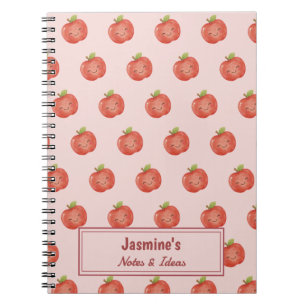 Personalized Lucky Apple Cute Watercolor Notebook