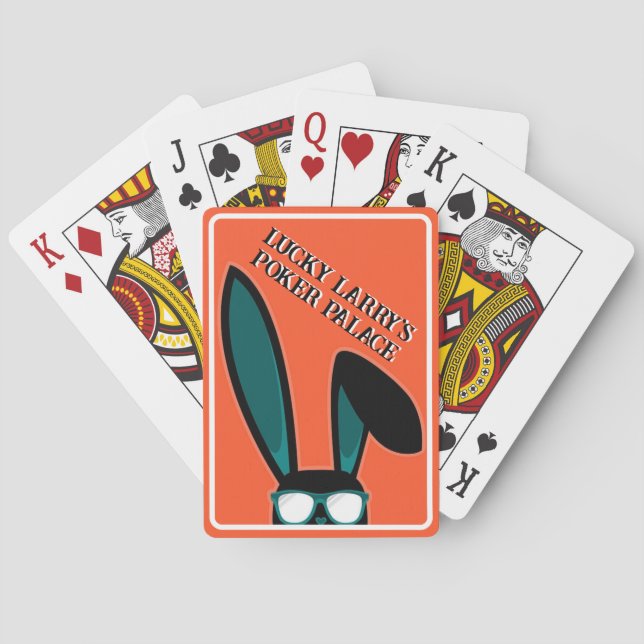 Personalized Lucky Black Rabbit in Sunglasses Playing Cards (Back)