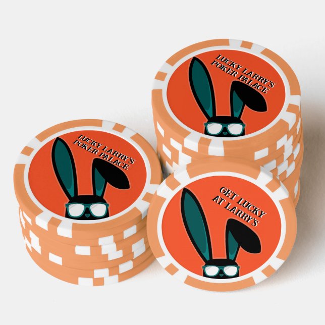 Personalized Lucky Black Rabbit in Sunglasses Poker Chips (Stack)