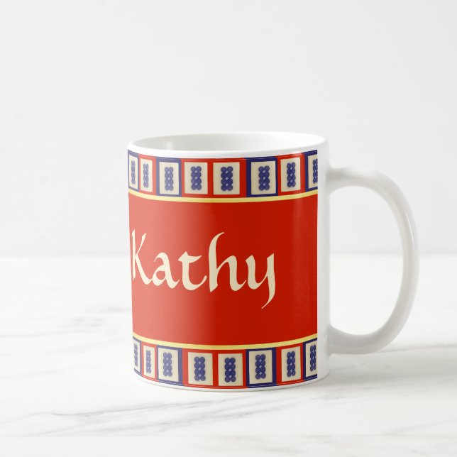 Personalized Lucky Blue Eight Wheel Mahjong Tile Coffee Mug (Right)