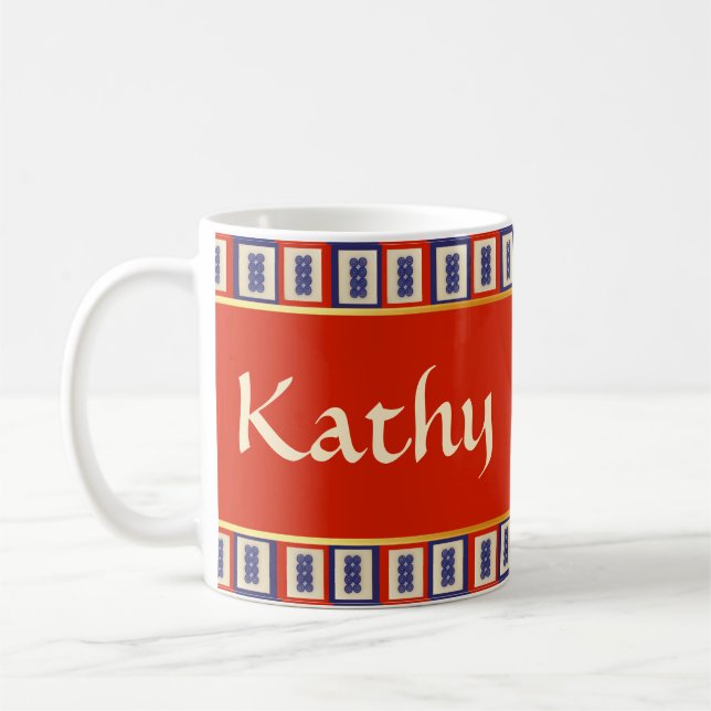 Personalized Lucky Blue Eight Wheel Mahjong Tile  Coffee Mug (Left)