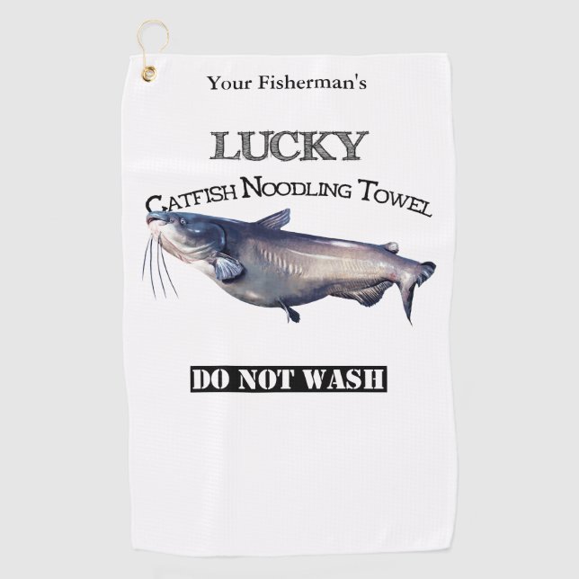 Personalized Lucky Catfish Noodling Towel (Front)