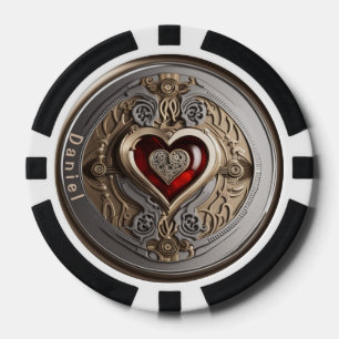 Personalized Lucky charm with heart Poker Chips